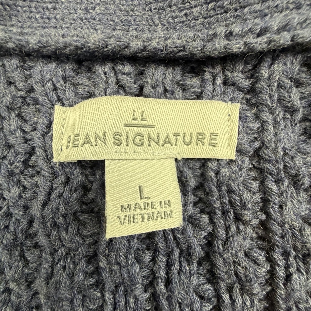 LL Bean‎ Signature Cable Knit Open Front Cardigan Blue Size L Cozy - Picture 3 of 8